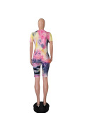 Fashion Tie-dye Pink letters Two Piece Set WAF-5008