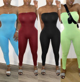 Solid Strapless Skinny One Piece Jumpsuits WSM-5162