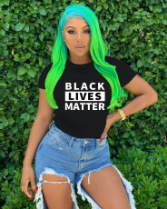 Letter Print O Neck Short Sleeve T Shirt BN-9240
