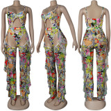 Sexy Mesh Cartoon Print One Piece Bikinis With Pants SFY-109
