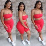 Casual Tube Top Shorts Two Piece Set TR-1028