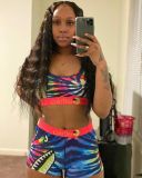 Casual Letter Tank Tops Shorts Two Piece Sets OD-8344