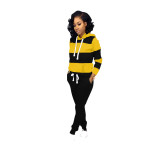 Plus Size Striped Hoodies Long Pants 2 Piece Sets XMY-6005