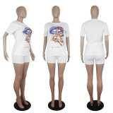 Lips Print Casual Two Piece Shorts Set SHD-9281