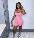Solid Sleeveless Strap Fitness One Piece Rompers SHD-9283