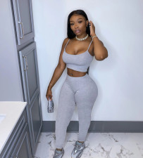 Solid Cami Tops Tight Pants Fitness Two Piece Sets SHD-9285