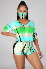Fashion Tie-dye Casual Two Piece Suit Without Mask LX-6871
