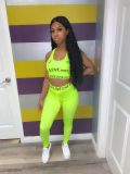 Casual Letter Print Stretch Fitness Two Piece Sets SFY-125