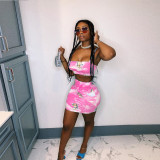 Angel Print Cami Top Mini Skirt Two Piece Sets LUO-3080