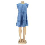 Simple Fashion Casual Solid Color Sleeveless Cake Dress AIL-108