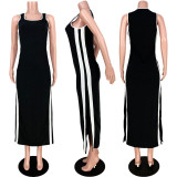 Plus Size 4XL Sleeveless Split Long Tank Dress ASL-6282