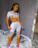 Gradient Long Sleeve Hole Stacked Pants 2 Piece Sets BLX-7517