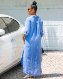 Plus Size 4XL Simple Loose Casual Solid Color Long Shirt Dress SFY-104-1