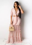 Sexy Striped Chiffon Long Skirt Two Piece Sets SFY-800