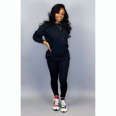 Fashion Simple Sports Solid Color Long Sleeve Top And Pants Two Piece Set LSD-8631-1