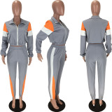 Casual Patchwork Tracksuit Two Piece Sets LM-8127