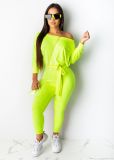 Solid Long Sleeve Sashes One Piece Jumpsuit WSM-5191
