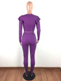 Fashion Ruffled Long Sleeve Two Piece Set LX-6876