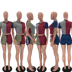 Fashion Casual Plaid Print Contrast Sports Two Piece Set XYF-9029
