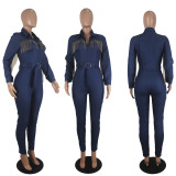 Sexy Tassel Long Sleeve Belted Denim Jumpsuits SHD-9210