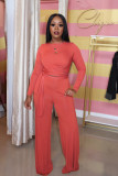 Fashion Casual Solid Color Lace Up Long Sleeve Two Piece Set LUO-3030-1