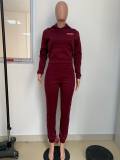 Casual Solid Color Sweatshirt Letter Print Two Piece Set LSD-8796