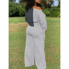Plus Size 4XL Casual Lace Up Wide Leg Pants Set BLX-7533
