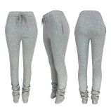 Plus Size Solid Casual Drawstring Sweatpants CH-8139
