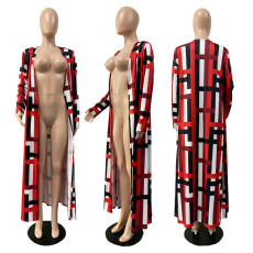 Plus Size New Print Long Fashion Casual Coat GLF-8041