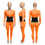 Sexy Long Sleeve Lace Up Skinny Jumpsuit LNIK-183