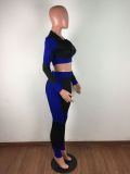 Sexy Rib Zipper Long Sleeve Slim Fitness 2 Piece Sets LA-3231
