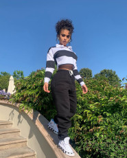 Casual Striped Tops Long Pants Two Piece Suits SMD-5013-1