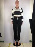 Casual Striped Tops Long Pants Two Piece Suits SMD-5013-1