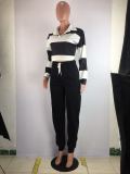 Casual Striped Tops Long Pants Two Piece Suits SMD-5013-1