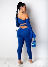 Sexy Hollow Long Sleeve Two Piece Pants Set CHY-1269