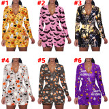 Casual Prined Long Sleeve Rompers SHD-9447