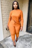 Casual Solid Color Long Sleeve Pants Two Piece Set XYF-9061