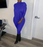 Solid Long Sleeve Turtleneck Two Piece Pants Set XMY-9268