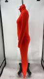 Solid Long Sleeve Turtleneck Two Piece Pants Set XMY-9268