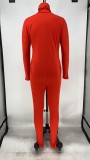Solid Long Sleeve Turtleneck Two Piece Pants Set XMY-9268