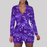 Zodiac Print Long Sleeve Rompers SHD-9450