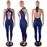 Sexy Hot Drilling Halter Backless Jumpsuits LX-9101