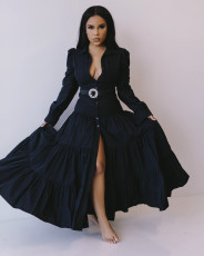 Casual Long Sleeve Big Swing Maxi Dress Without Belt SFY-184