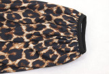 Sexy Leopard High Waist V Neck Sashes Split Maxi Dress SFY-188