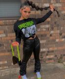 Plus Size PU Leather Skinny Stacked Pants LSD-8619