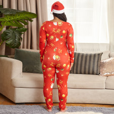 Plus Size 5XL Christmas Sexy Tight Printed Jumpsuit OSIF-20888-1