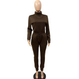 Plus Size 5XL Solid Long Sleeve Two Piece Sets WAF-7113