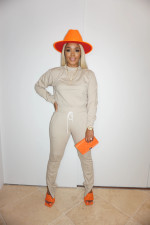 Casual Solid Sweatshirt Sweatpants Two Piece Sets XMY-9274