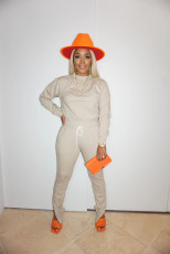 Casual Solid Sweatshirt Sweatpants Two Piece Sets XMY-9274