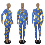 Casual Printed Long Sleeve One Piece Jumpsuits SHD-9457